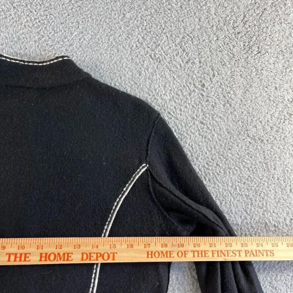 Vintage Talbots Jacket Womens Small Black 100% Merino Wool Coat Military‎ Retro
